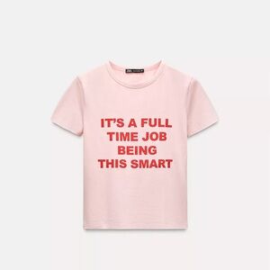 Zara Pink and Red Short Sleeve Tee